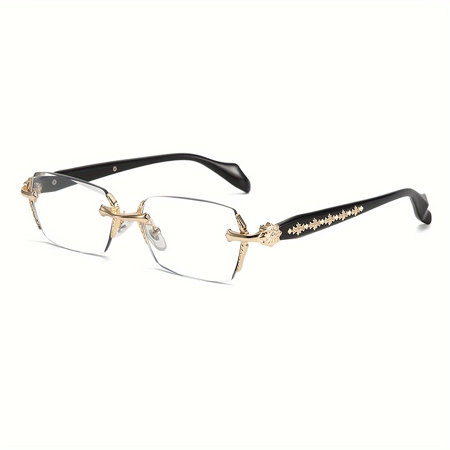 Vintage Style Rectangle Reading Glasses Frameless Clear Lenses +1.0 to +4.0