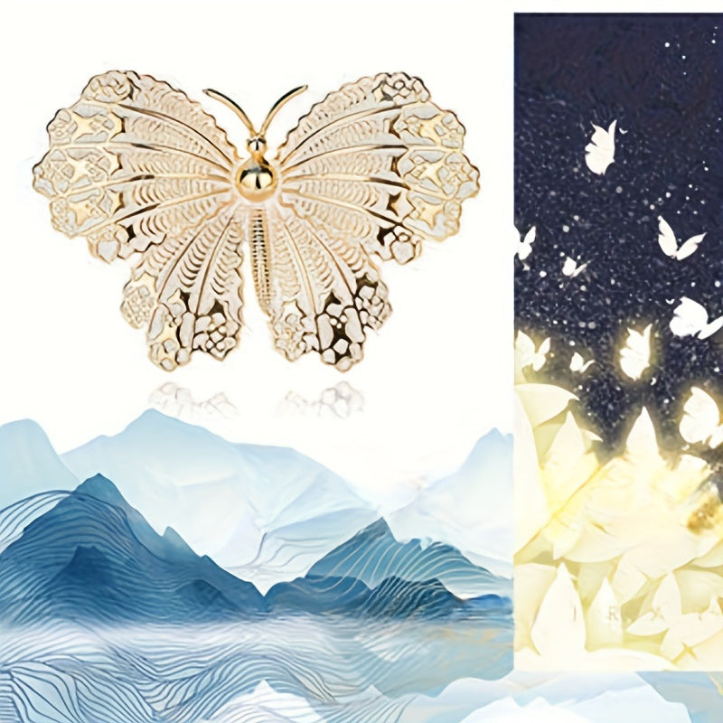 Women’s Butterfly Brooch Pin Rhinestone Alloy Elegant Fashion Accessory for Coats and Sweaters