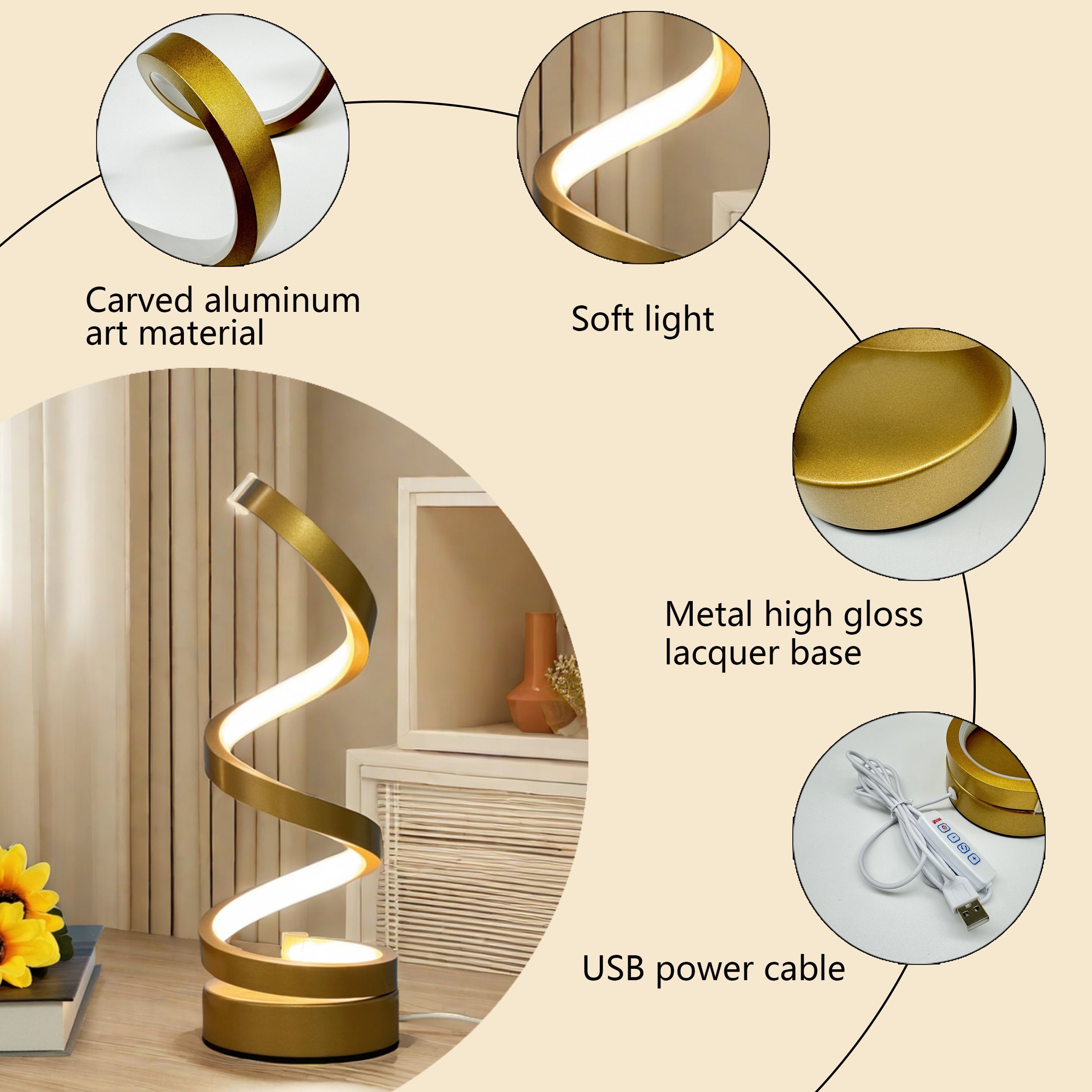 Dimmable LED Desk Lamp with Adjustable Gooseneck USB Powered Metal Finish Multiple Colors