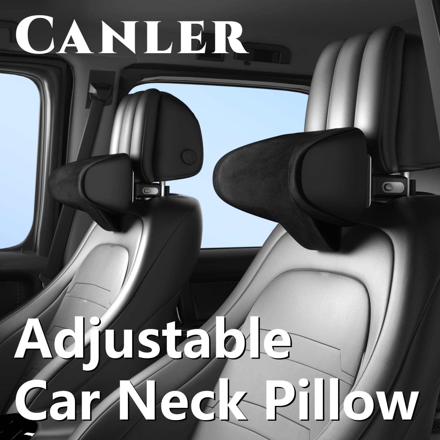 Almohada ajustable para cuello de coche, espuma viscoelástica negra, soporte para la cabeza, para el asiento delantero