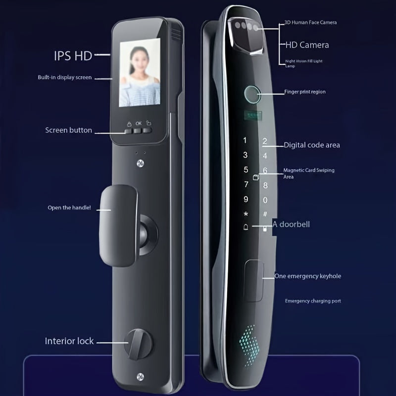 Smart Lock with 3D Facial Recognition Fingerprint and Password Home Security
