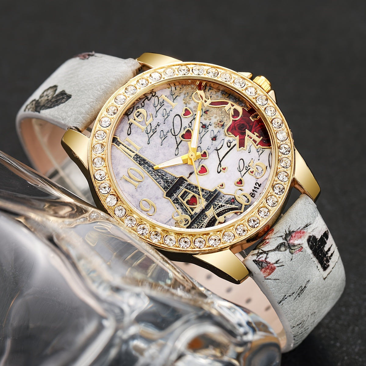 Women's Fashion Digital Tower Dial Quartz Watch Set with Bracelet Non-Box