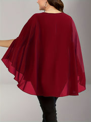 Plus Size Chiffon Blouse with Sequins and Ruffle Sleeves for Women