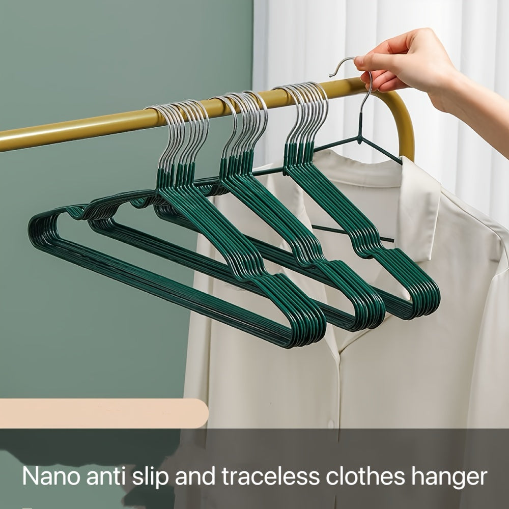 Juego de 10 perchas de ropa de acero inoxidable de alta resistencia con ranuras antideslizantes