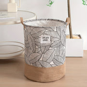 Cesto de yute impermeable redondo para ropa, juguetes y mantas, plegable con asas