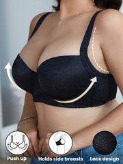 Plus Size Seamless Underwire Bra with Non-Removable Pads and Nylon Blend