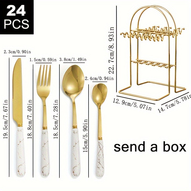 Western Style Flatware Set with 24 Knives Forks Spoons Gift Box