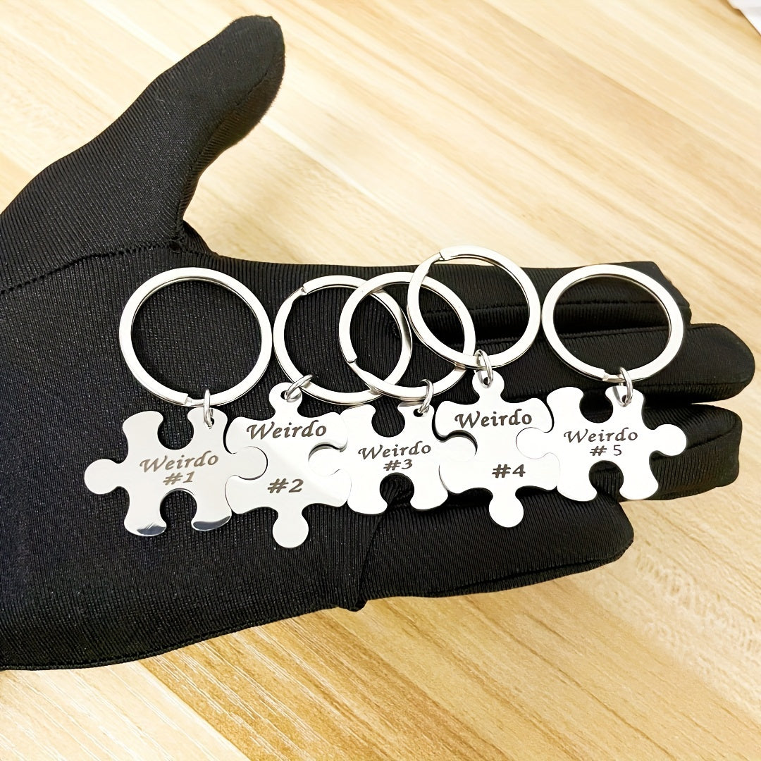 Set of 5-10 Engraved Stainless Steel Best Friends Puzzle Keychains for Graduation Christmas