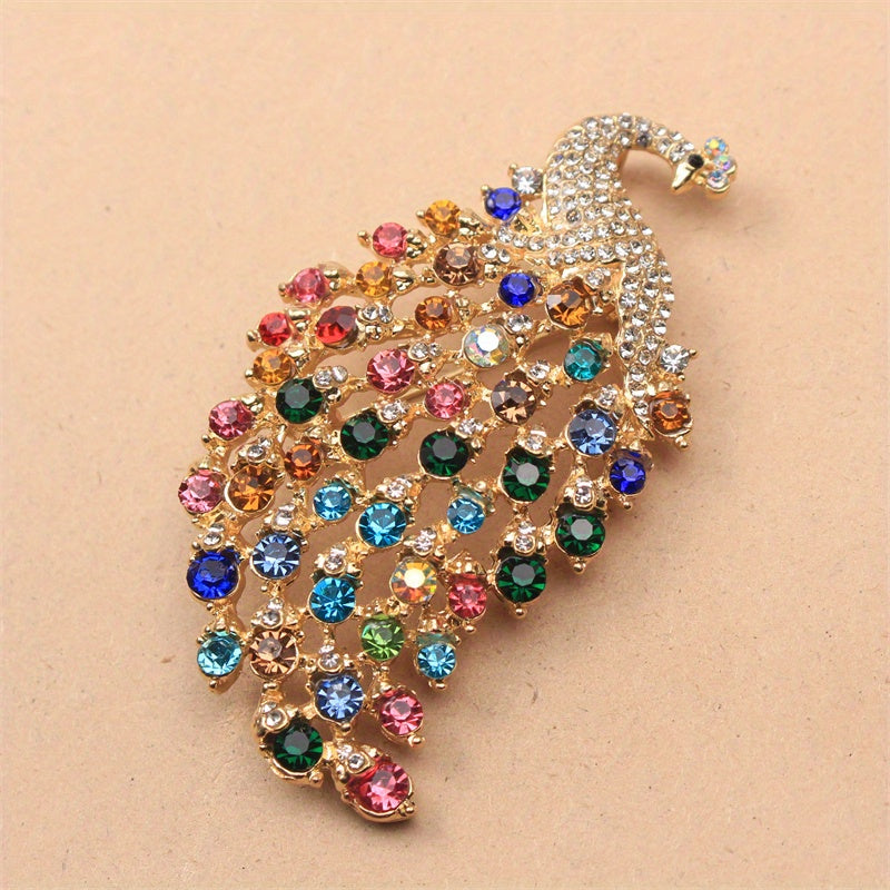 Broche de pavo real con animal pin y cristales de imitación para accesorios de moda para mujeres
