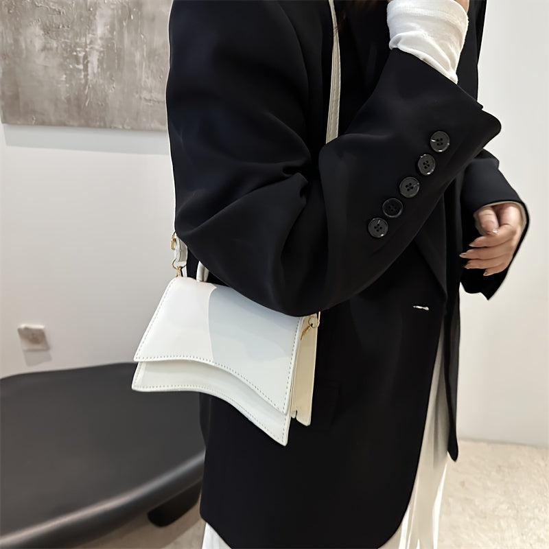 Women's PU Leather Clutch Bag with Adjustable Strap Solid Color Crossbody Evening Purse