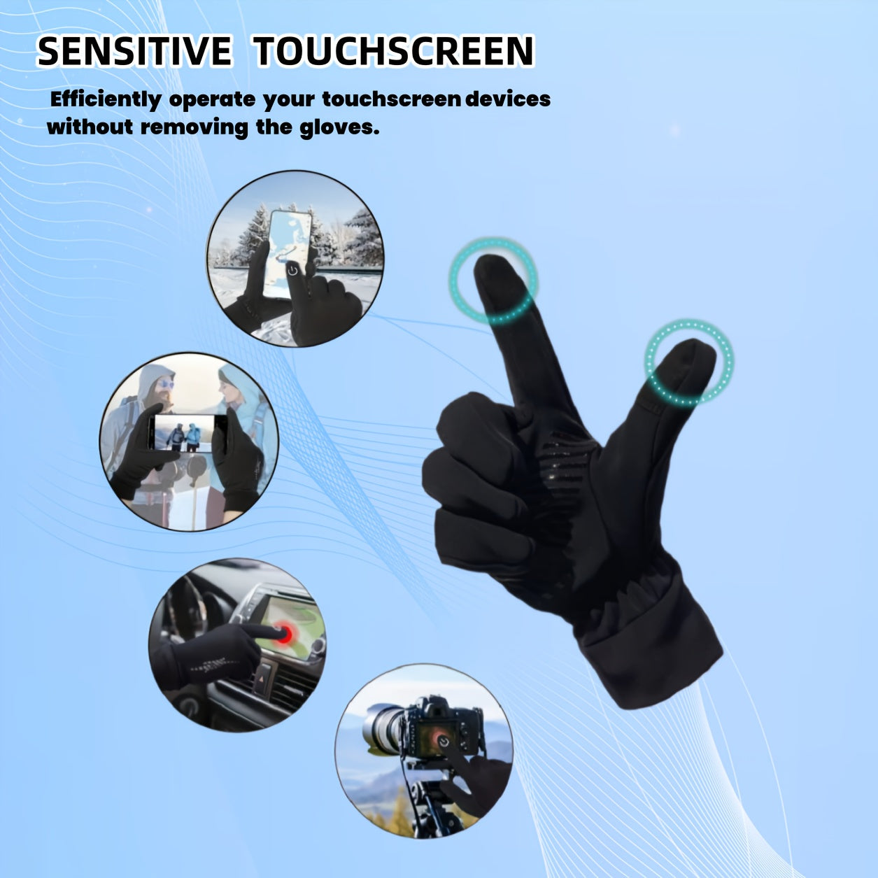 Unisex Winter Gloves Touch Screen Warm Gloves for Running Driving Cycling Hiking