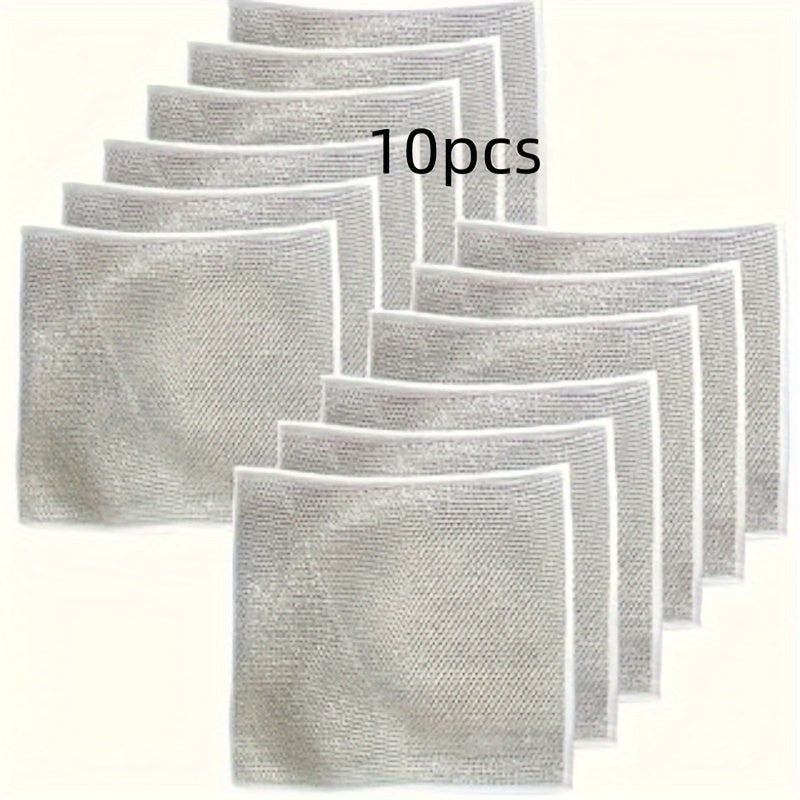 10-Pack Reusable PET Mesh Scrubbing Cloths Fine Pore Dishwashing Pads for Kitchen Bathroom Cleaning