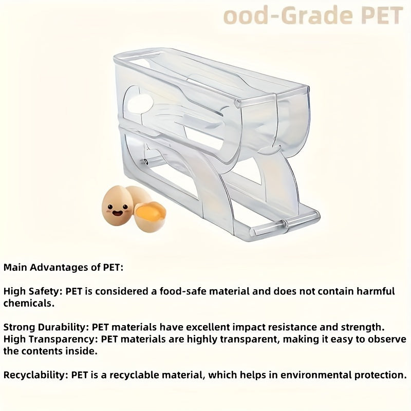 Automatic Egg Dispenser with 30 Egg Capacity, Stackable Plastic Organizer