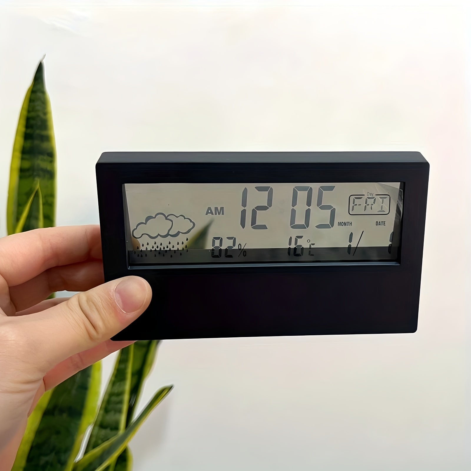 Digital LED Clock with Weather Temperature and Humidity Display Battery Operated
