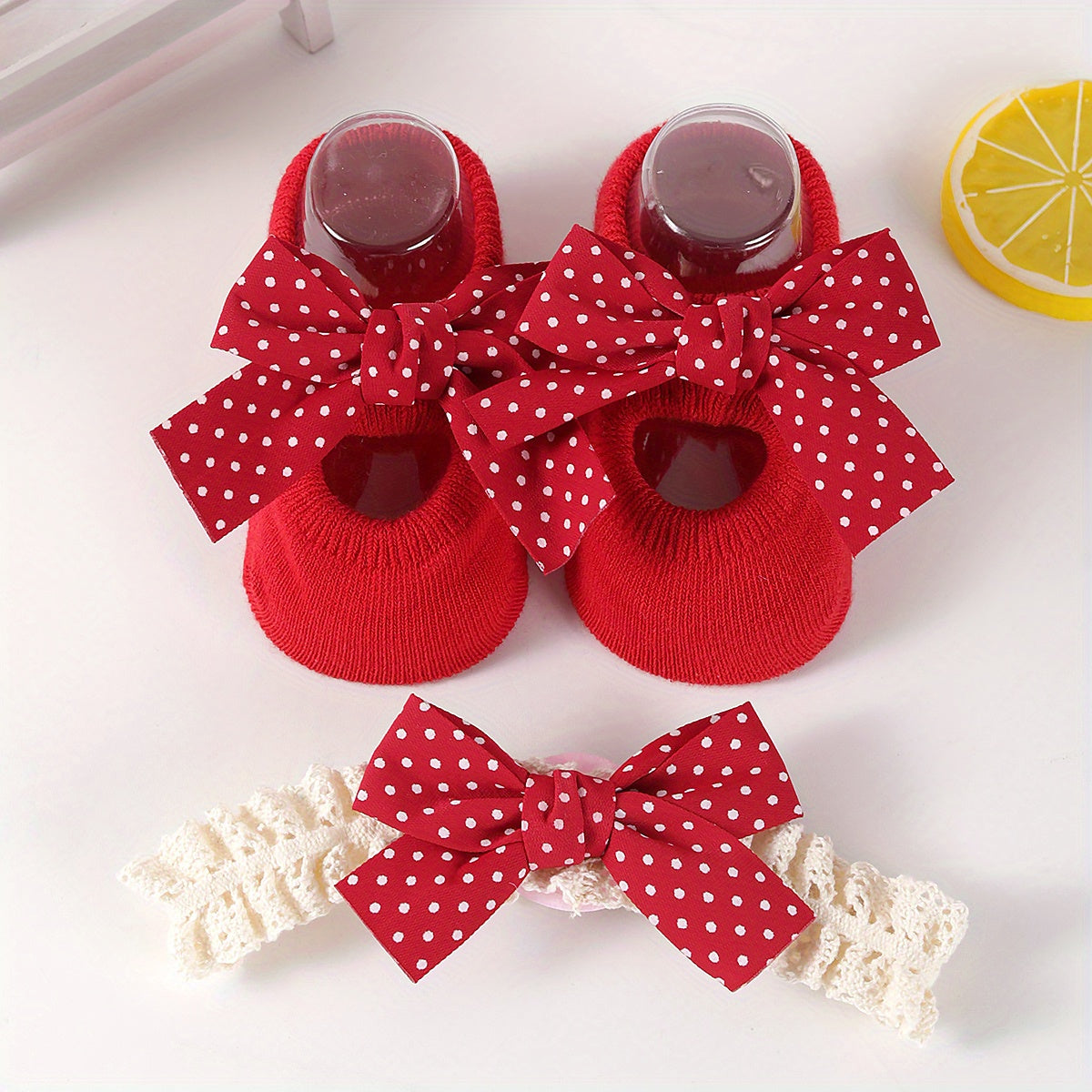 Baby Girls Kids Set Including Bow Headband and Socks with Princess Shoes Socks and Toddler Accessories