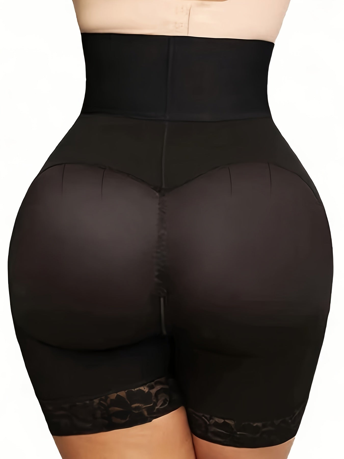 High Waist Shaping Shorts for Women Tummy Control Butt Lifting Lace Trim Nylon