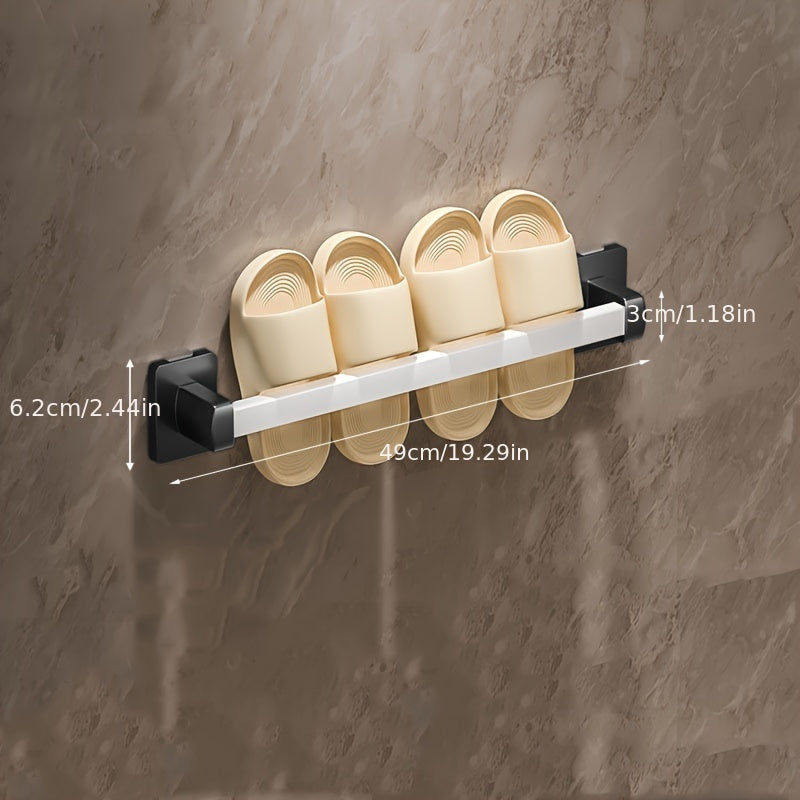 Wall-Mounted Shoe Organizer Bathroom Space-Saving No-Drill Metal Slipper Rack