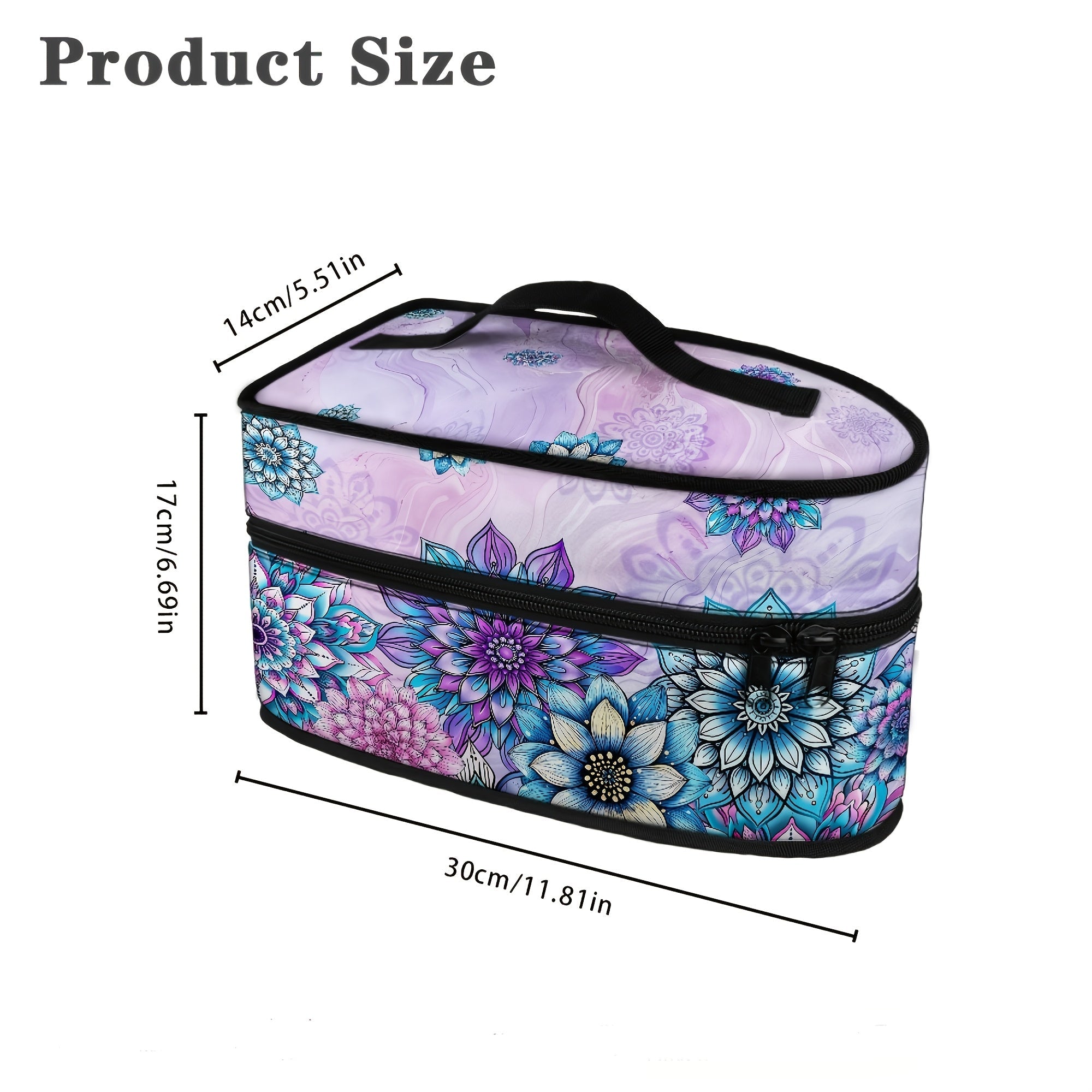 Bolsa de planchado con patrón floral portátil con asa superior y doble cremallera