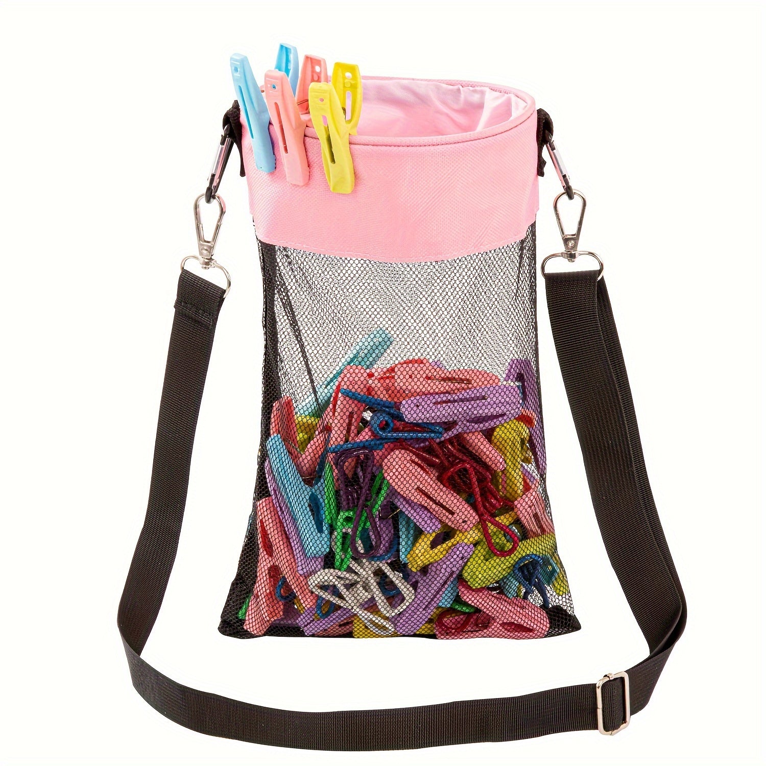 Hanging Mesh Clothespin Storage Bag Outdoor Organizer with Drawstring