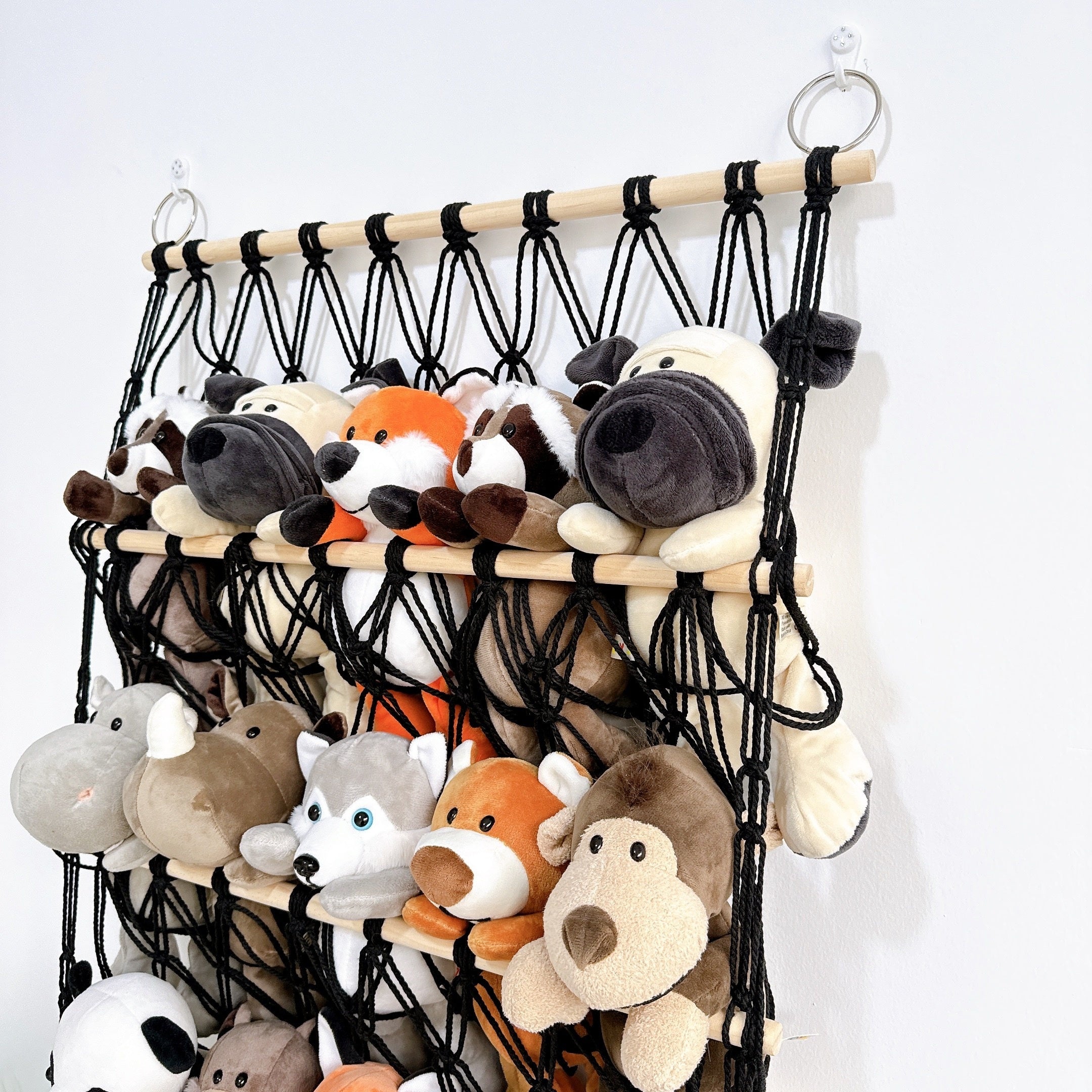 4-Tier Wall Hanging Storage Organizer for Plush Toys and Gifts with Hooks