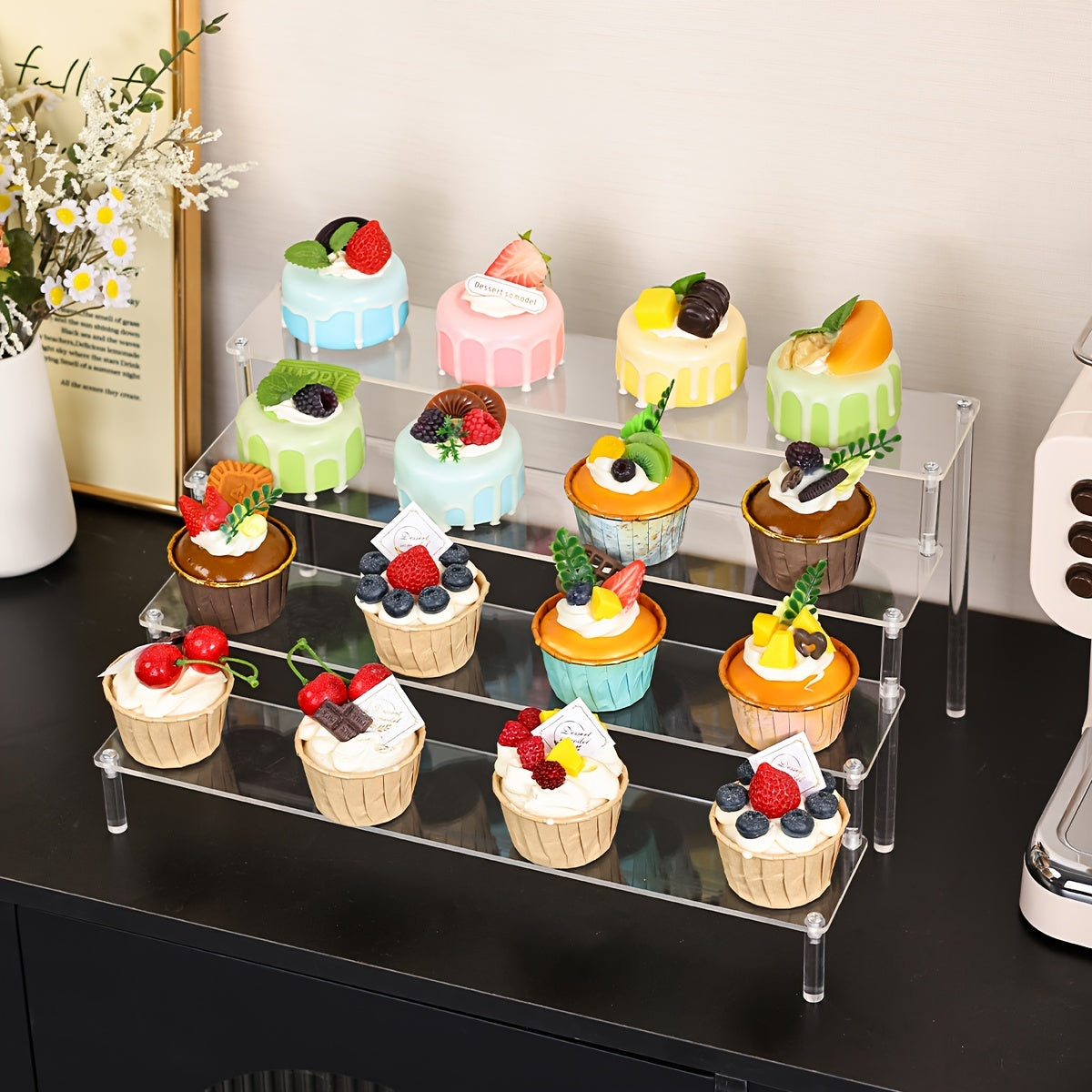 Transparent Ladder Style Storage Rack for Perfumes Lipsticks Nail Polishes and Skincare Multi-Functional Display Shelf