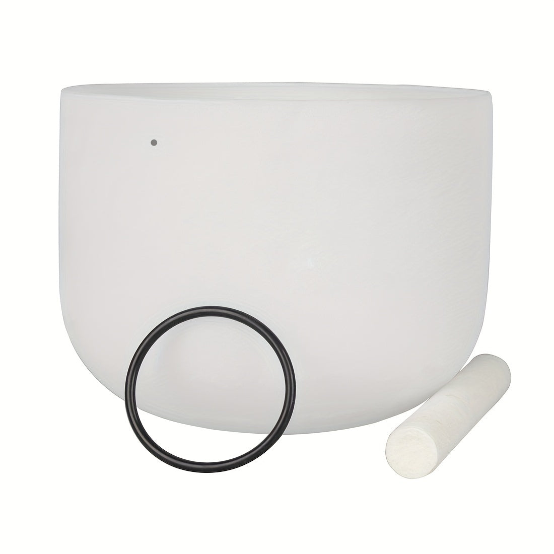 10-Inch White Crystal Music Bowl G Tone with Sheepskin Stick and Rubber Gasket
