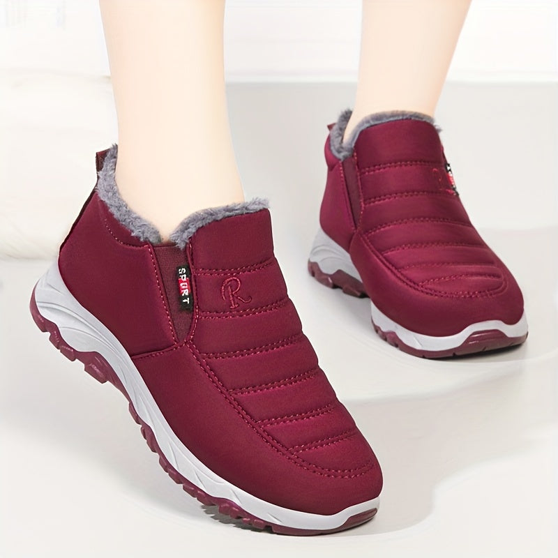 Women's Warm Short Snow Boots Slip-On Insulated Winter Shoes