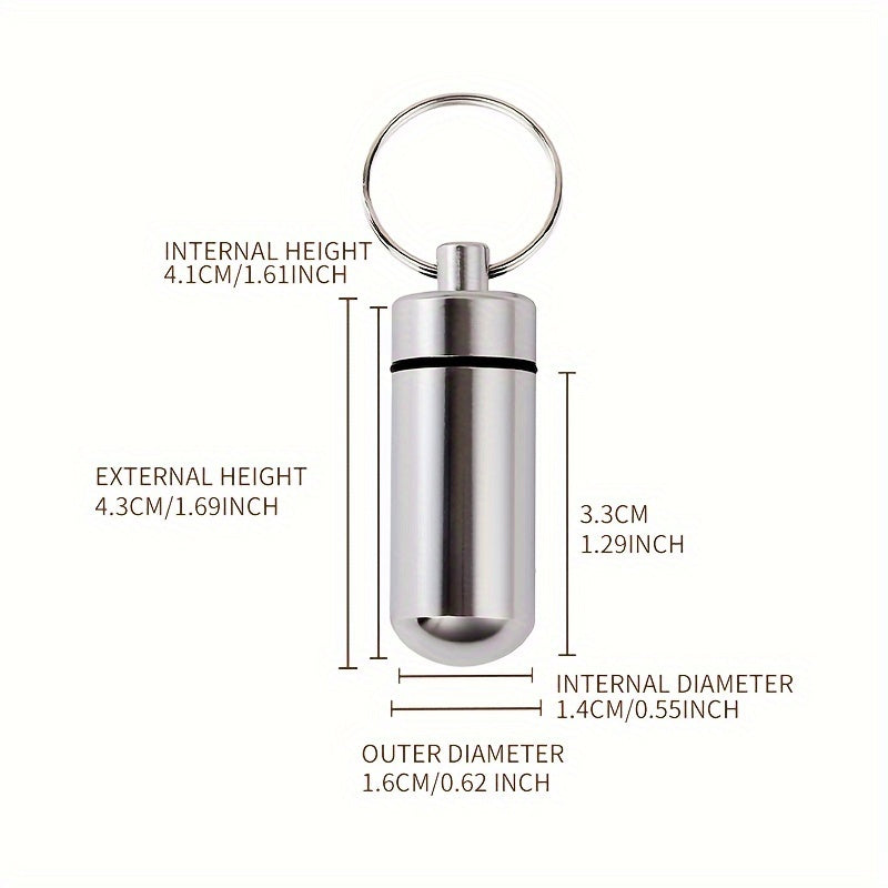 Portable Aluminum Pill Container Keychain Waterproof Small Travel Case