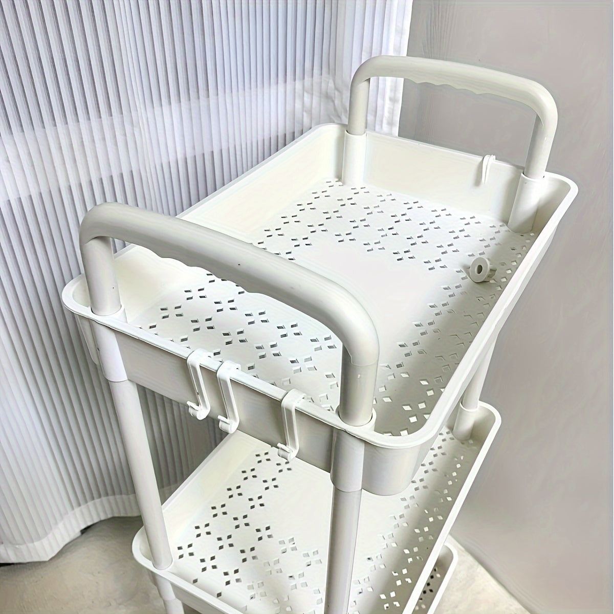 Rolling Storage Cart with Multi-Tier Shelves for Kitchen Bedroom Living Room