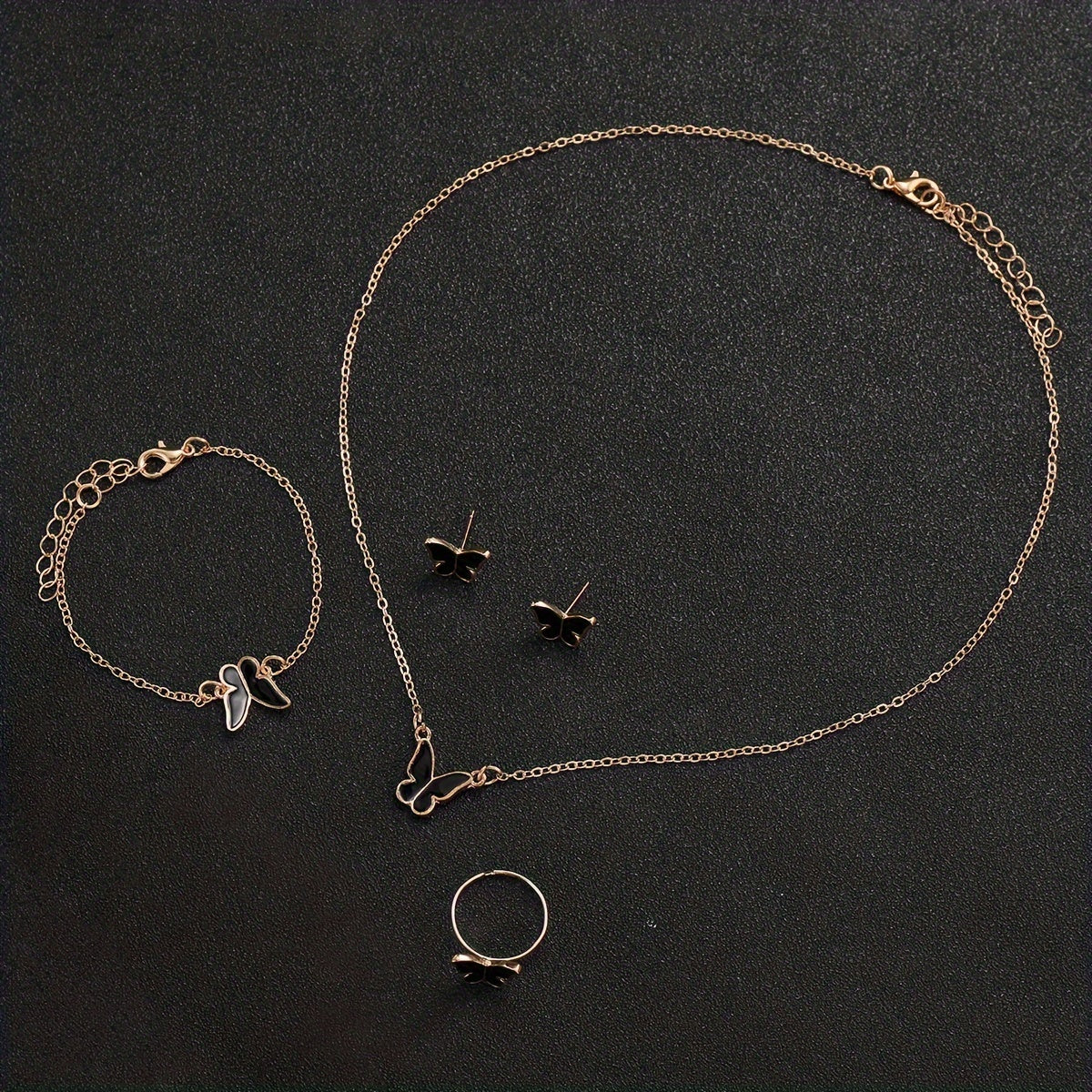 Set of 6 Women's Casual Quartz Watches with Butterfly Jewelry Alloy Case PU Leather Band