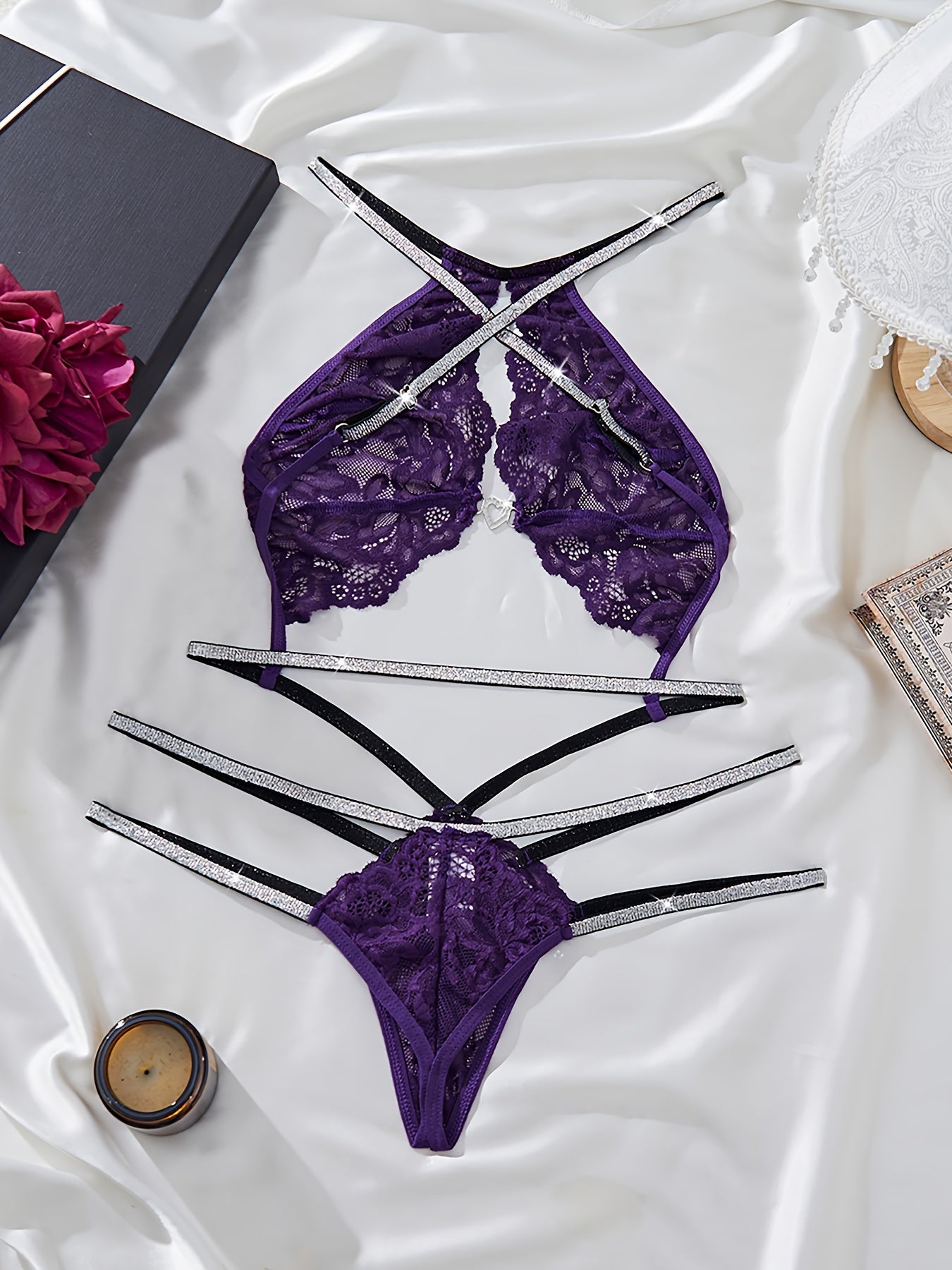 Silver Wire Bodysuit with Hanging Neck Design for Sexy Look