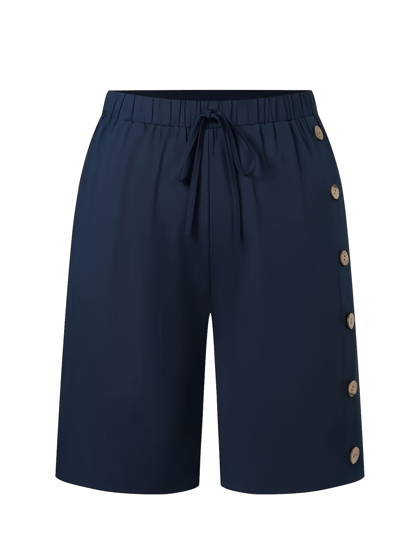 Брюки для женщин больших размеров с высокой талией и прямым кроем в морском синем цвете, повседневные рабочие штаны