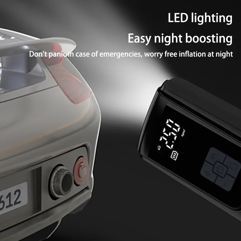 Портативный насос для накачки шин с манометром и светодиодной подсветкой для автомобиля и велосипеда