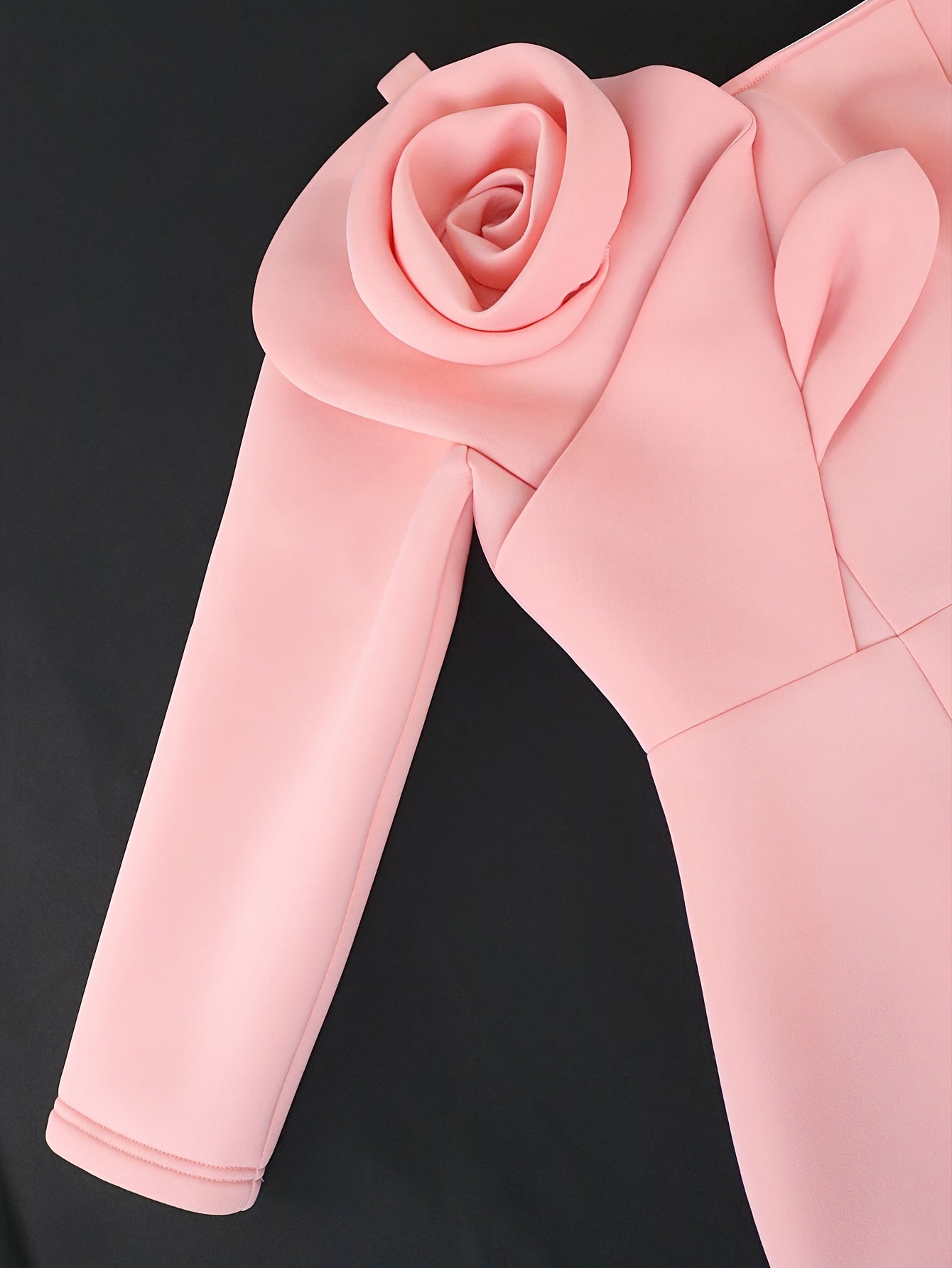 Women's Bodycon Party Dress Off Shoulder Long Sleeve 3D Flower Patchwork
