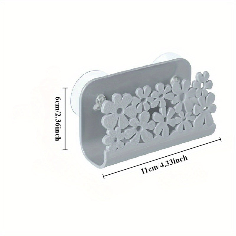 Soporte de jabón de plástico con ventosa y diseño floral para organizador de cocina y baño