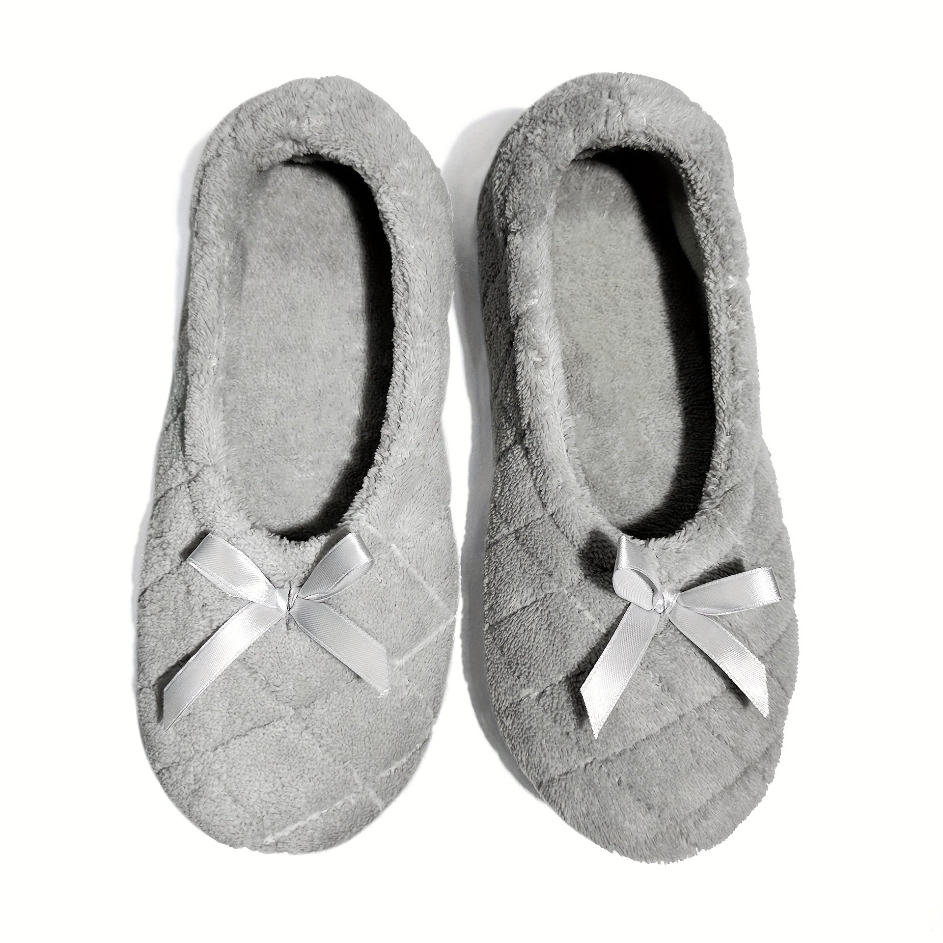 Ayollar uchun bir rangli qavatiq Terrycloth ballerina tufli, saten lent bilan ichki poyabzal