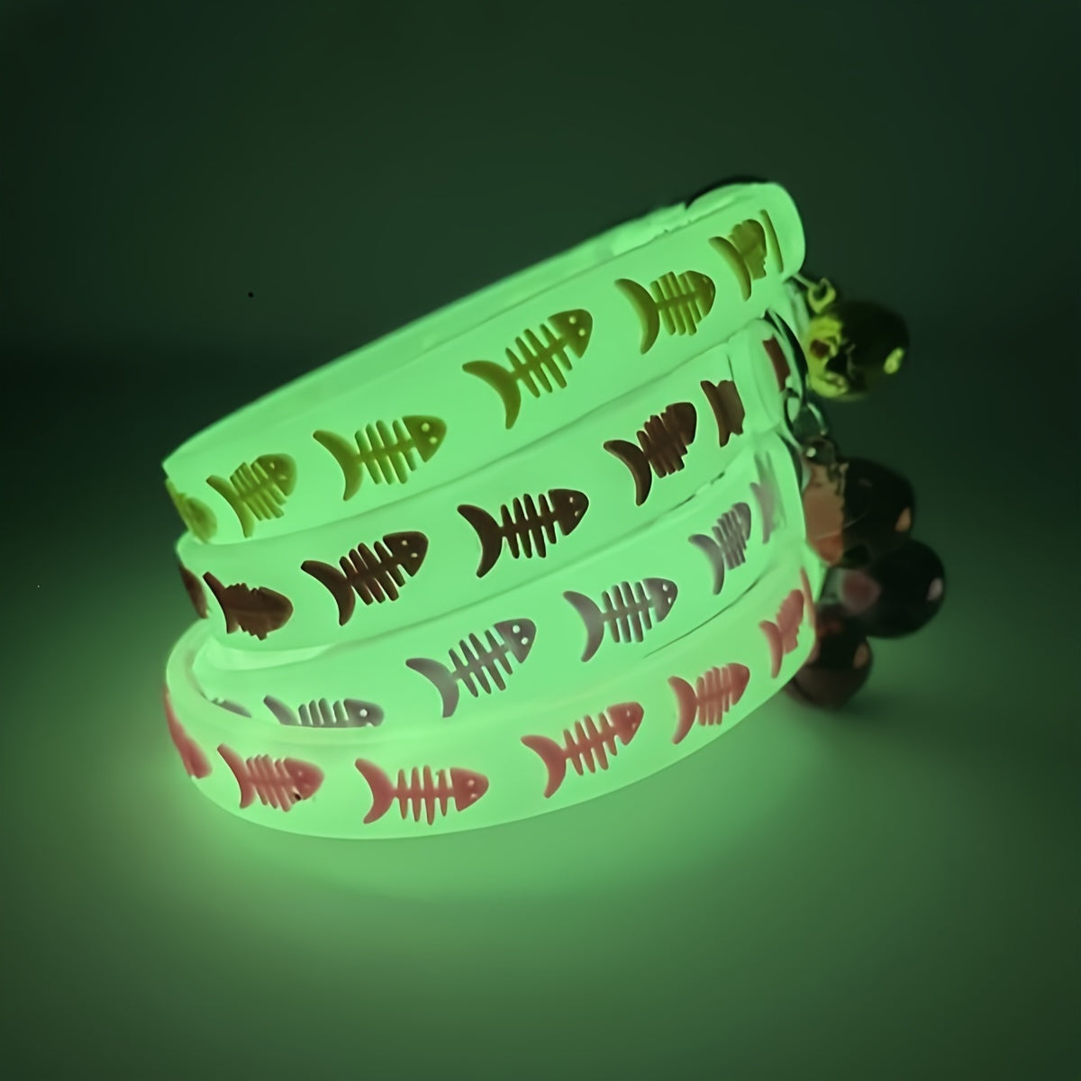 8-Pack Cartoon Silicone Cat Collars with Glow-in-the-Dark Bell Reflective Safety Adjustable Small Pets