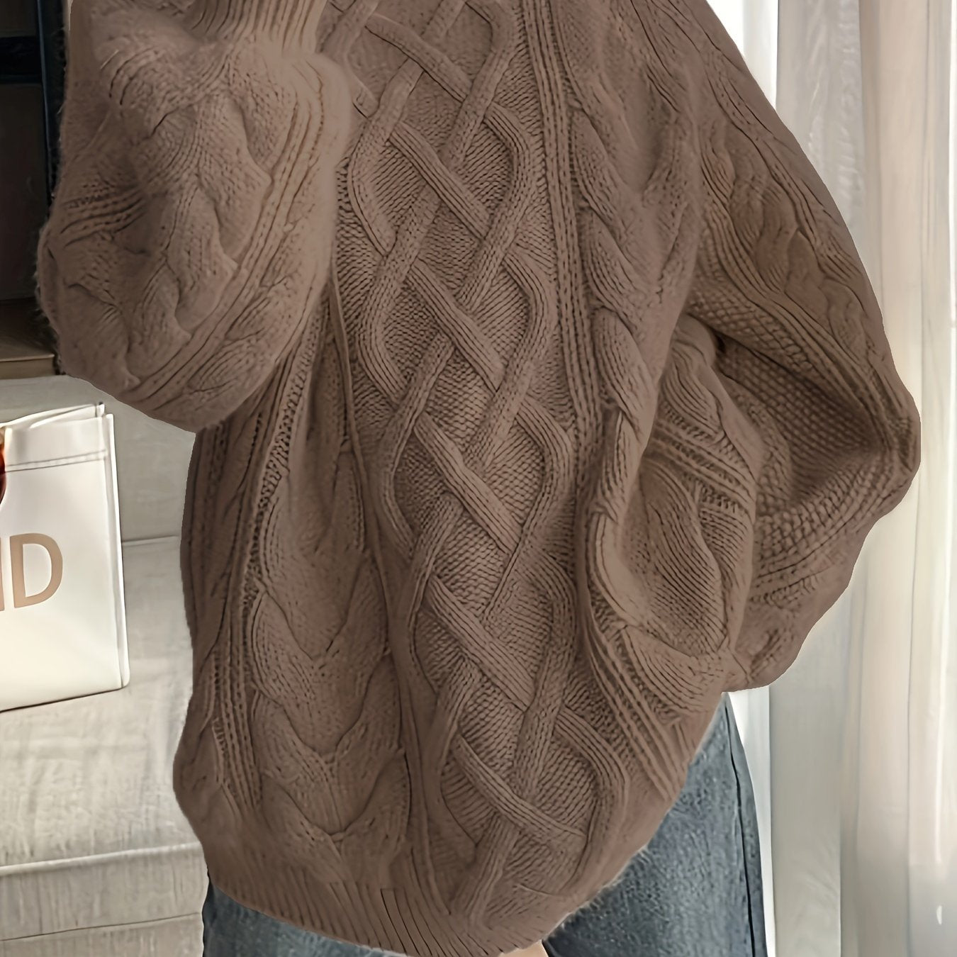 Plus-Size Women's Loose Fitting Knit Sweater Long Sleeve Casual Pullover