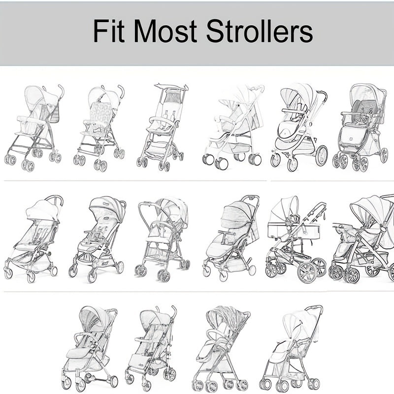 Breathable Mosquito Net for Strollers and Car Seats with Dual Zipper and Storage Bag in White Blue Plaid