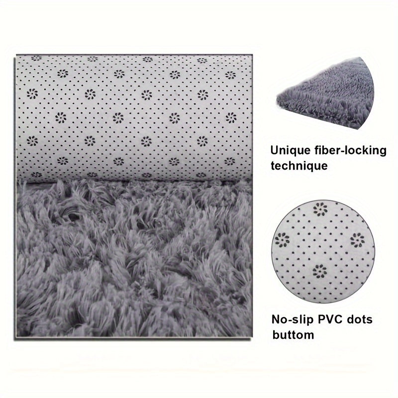 Alfombra de felpa con degradado tie-dye gris claro para sala de estar y dormitorio, 5x7 pies