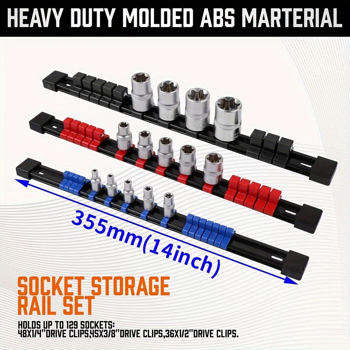 Socket Organizer Rack with 48 1/4" Clips 45 3/8" Clips 36 1/2" Clips