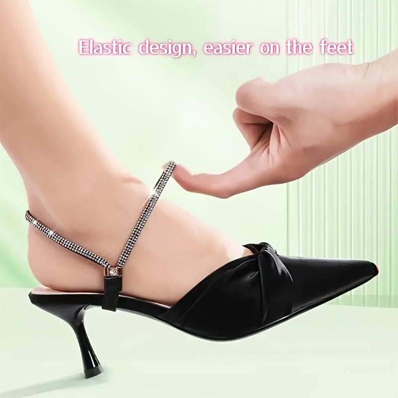 Women's Elegant Crystal Heel Strap Adjustable Lightweight Shoes Accessory