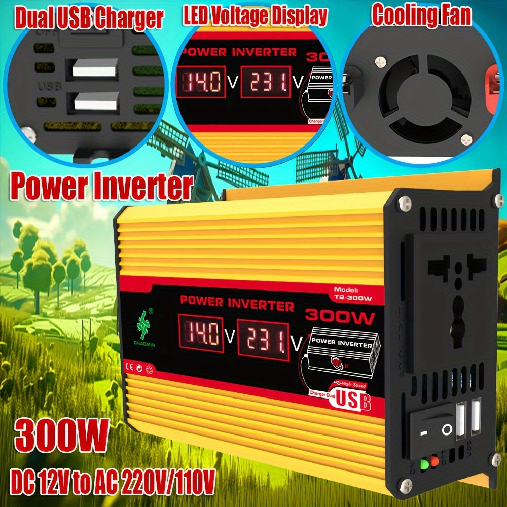 300W Monocrystalline Solar Panel Kit with Car Inverter and 12V to 220V Smart Charging