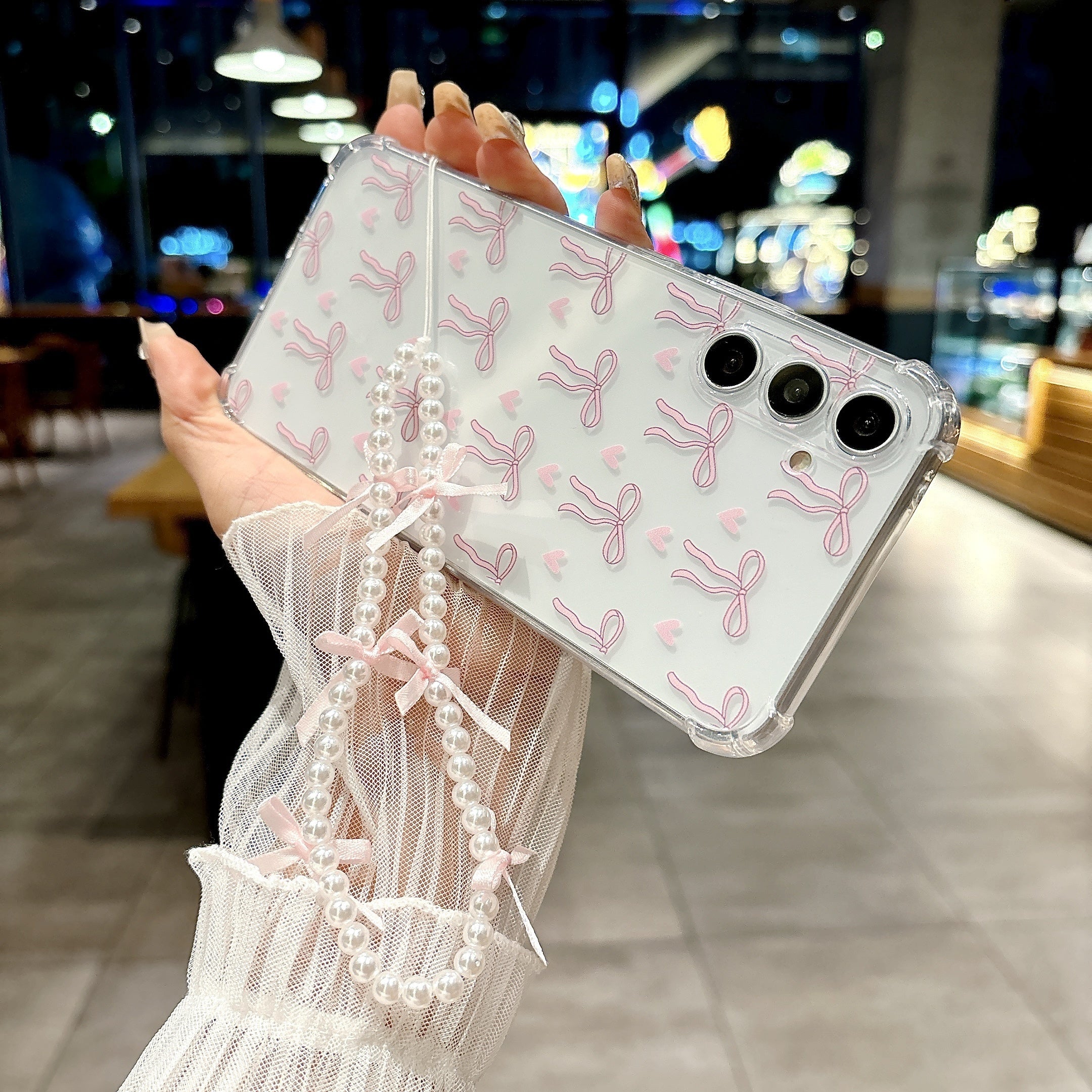 Small TPU Phone Case with Bow Bracelet Hanging Rope for Samsung Galaxy A14 A34 A54 A15 A35 A25 A05 A05s A06 A16 S23fe S24fe A24