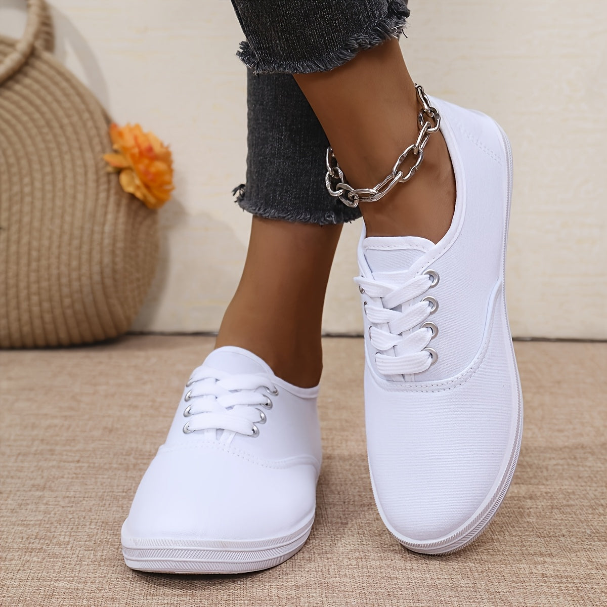 Women's Low-Top Sneakers Lightweight Breathable Fabric Anti-Slip PVC Sole