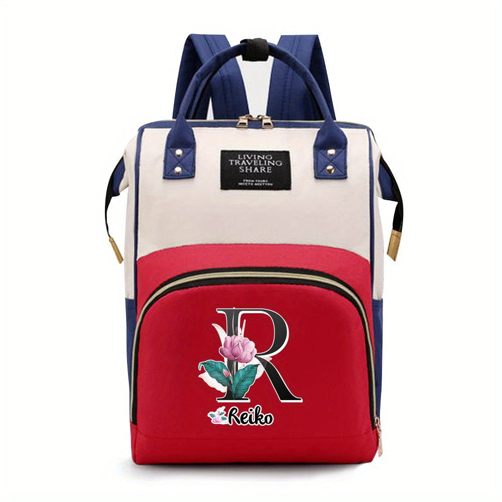 Персонализированная сумка для подгузников из оксфордской ткани с индивидуальными инициалами - Просторная сумка для мам с дизайном букв A-Z, идеальна для путешествий и повседневного использования, с карманами для бутылочек для женщин