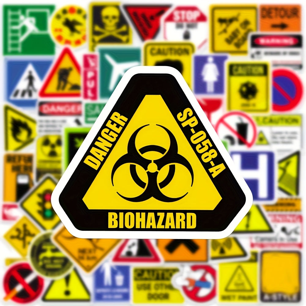 50pcs Warning Signs Cartoon Graffiti Stickers Car Decoration Road Signs