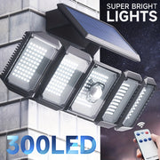 Solar Outdoor Security Light with Motion Sensor 300 LED Flood Lights 3 Modes Detachable Sconce