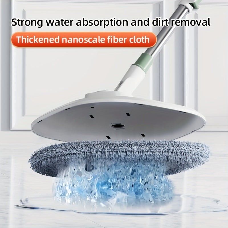 Комплект для уборки «всё в одном» с белой и зелёной шваброй и ведром, 3 запасных насадки