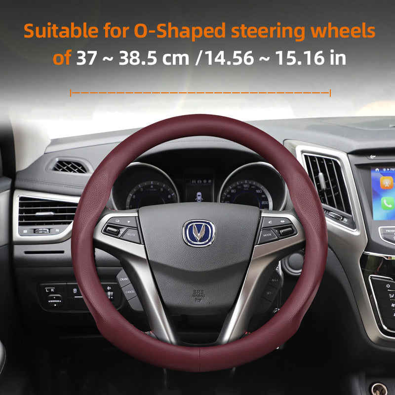 Universal Breathable PU Leather Steering Wheel Cover for Cars Black Burgundy Brown